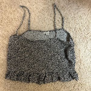 American Eagle Women’s Leopard Cheetah Print Frilly Spaghetti Strap Tank Size L